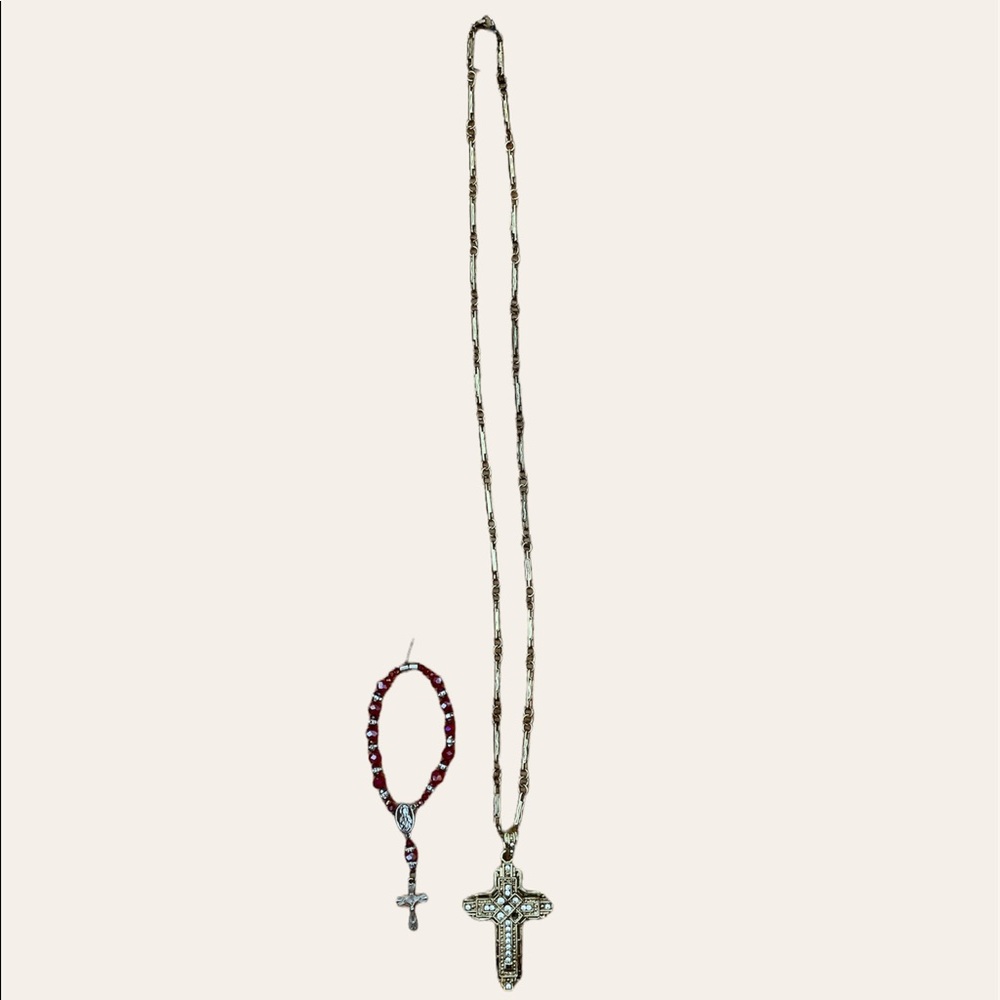 Cross bracelet and gold cross chain